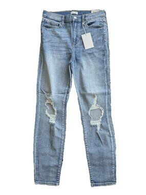 NWT High Rise Light Wash Distressed Skinny Jeans | Size 30